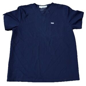 FIGS Leon Mens XL Navy Blue V-Neck Scrub Top Technical Collection Stretch Pocket